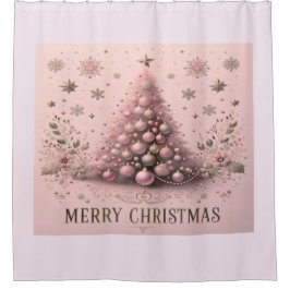 Cortina Para Box Pink Christmas Tree Merry Christmas