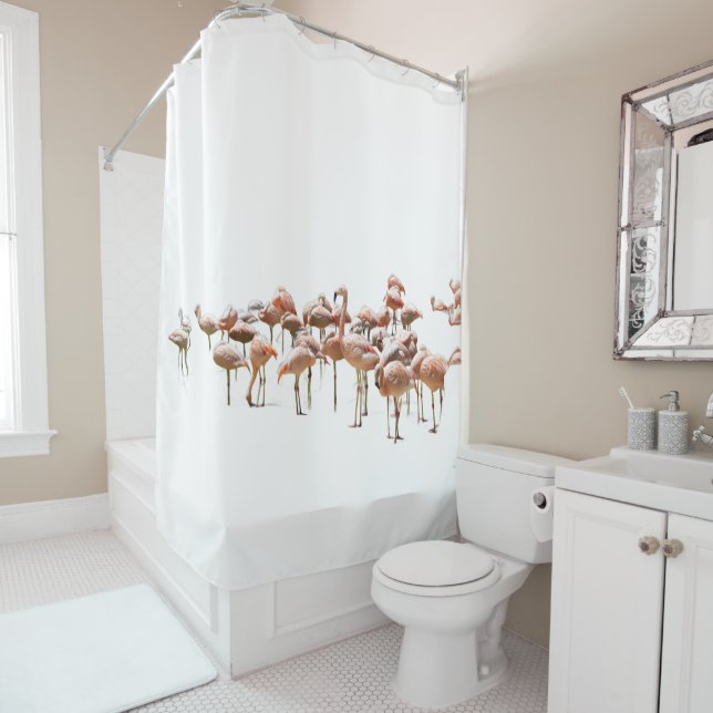 Cortina Para Box Pink Flamingos Shower Curtain (In Situ)