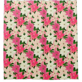 Cortina Para Box Pink Poinsettias Natal