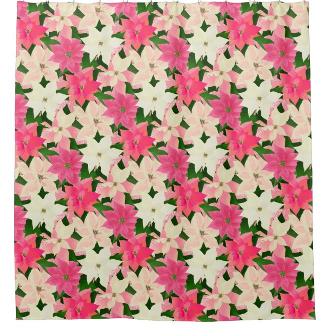 Cortina Para Box Pink Poinsettias Natal (Frente)