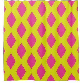 Cortina Para Box Pink & Yellow Diamond Pattern Shower Curtain