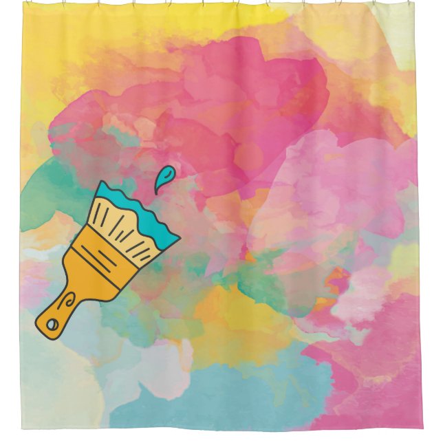 Cortina Para Box pintado com pincel (Frente)