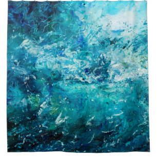 Cortina Para Box pintura a óleo de abstrato mostrando ondas no ou n