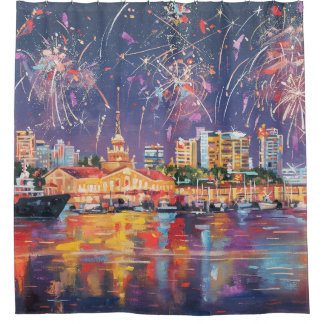 Cortina Para Box Pintura a óleo na canvas do porto marítimo de Soch