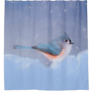 Cortina Para Box Pintura com Titmouse Tufado - Arte Cachorra Origin