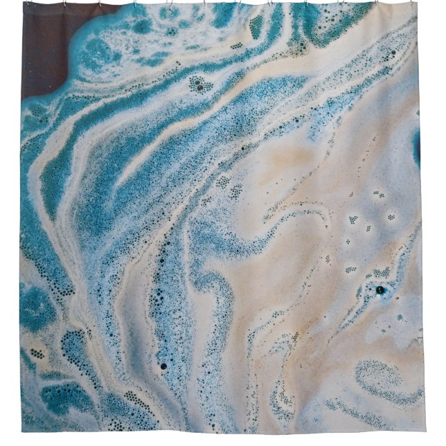 Cortina Para Box Pintura de abstrato branco e azul (Frente)