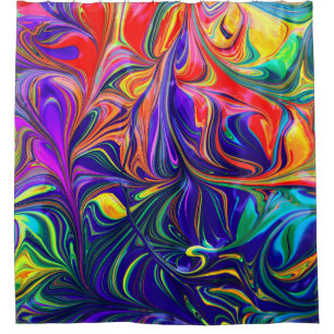 Cortina Para Box Pintura de abstrato cor verde roxa e laranja