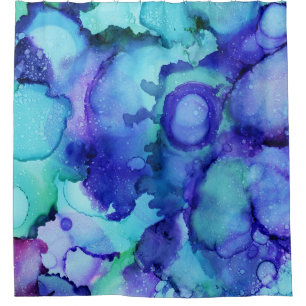 Cortina Para Box Pintura de abstrato púrpura e branca