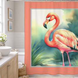 Cortina Para Box Pintura de Aquarela Flamingo