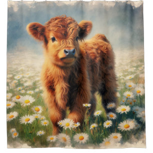 Cortina Para Box Pintura de Aquarela Vintage em Highland Calf