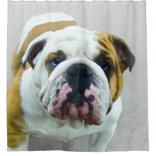 Cortina Para Box Pintura de Buldogue - Arte de Cachorro Original Bo