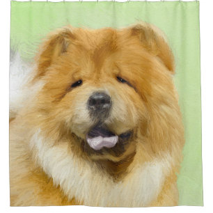 Cortina Para Box Pintura De Chow Chow - Arte De Cão Original Bonit