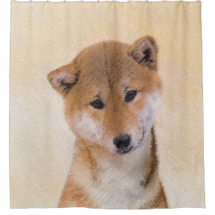 Cortina Para Box Pintura de Shiba Inu (Vermelho) - Arte de Cachorro
