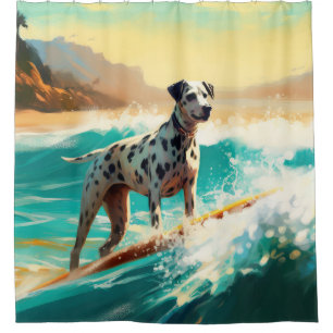 Cortina Para Box Pintura de surfe na praia Dalmation