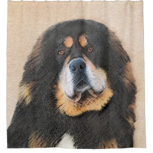 Cortina Para Box Pintura Mastiff Tibetana - Arte Canina Original