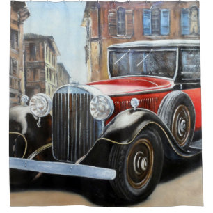 Cortina Para Box Pintura na Cidade Antiga do Carro Retroativo