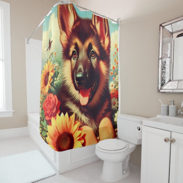 Cortina Para Box Pintura para pinos de German shepherd cômodo (In Situ)