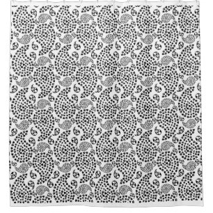 Cortina Para Box Pinturas E Corações Pretas E Brancos Paisley Impre