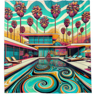 Cortina Para Box "Piscina moderna do século Médio psíquico"