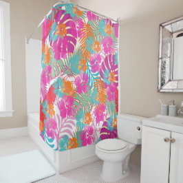 Cortina Para Box PixDezines Hibiscus/Floresta Tropical/Fundo de DIY