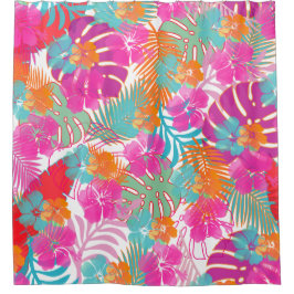 Cortina Para Box PixDezines Hibiscus/Floresta Tropical/Fundo de DIY