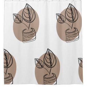 Cortina Para Box Planta de Oração Minimalista Botânica Floral Botân