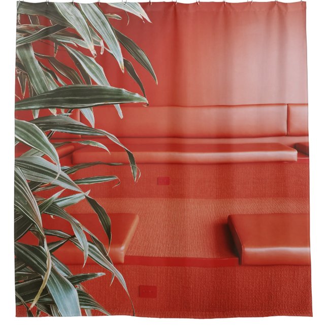 Cortina Para Box Planta verde no sofá vermelho (Frente)