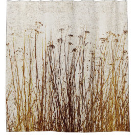 Cortina Para Box Plantas Secas Gingham Brown Yellow Primitivo