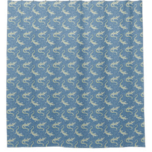 Cortina Para Box Playful Green Alligator Paisley em azul