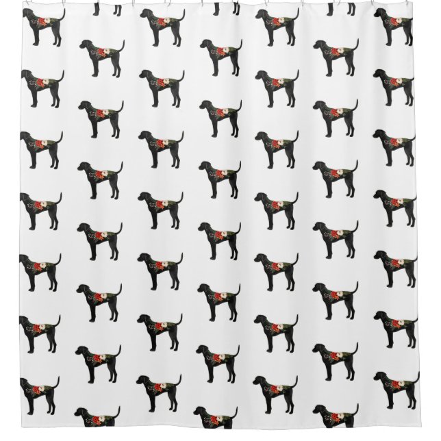 Cortina Para Box Plott Hound Dog Breed Boho Floral Silhouette (Frente)