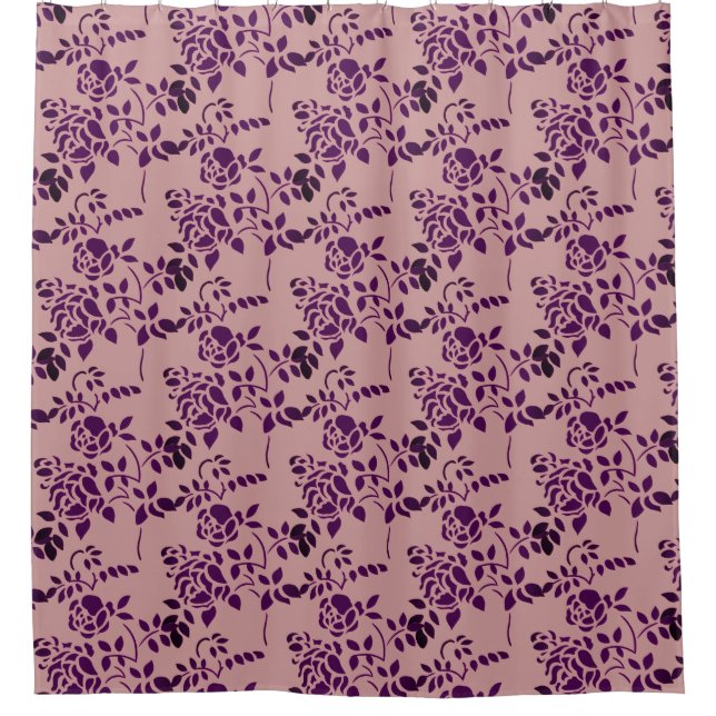 Cortina Para Box Plum Rosebud Stencil Arte Floral (Frente)