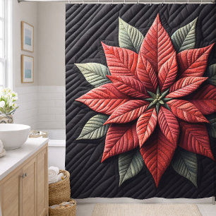 Cortina Para Box Poinsettia Preto com Padrão Matelassê