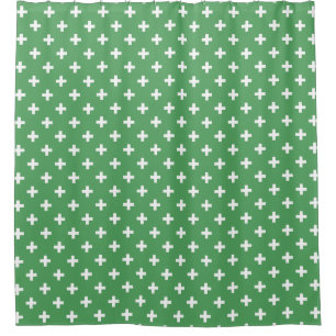 Cortina Para Box Polka branca cruza a verde
