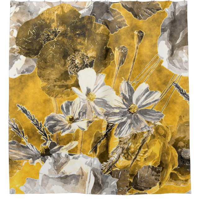 Cortina Para Box Pólvoras Florais Monocromáticas (Frente)