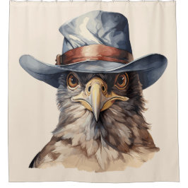 Cortina Para Box Pombo engraçado vestindo um chapéu de cowboy, aqua