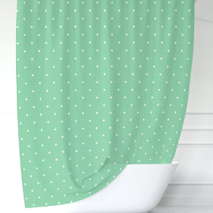 Cortina Para Box Pontos Brancos e Verde Menta