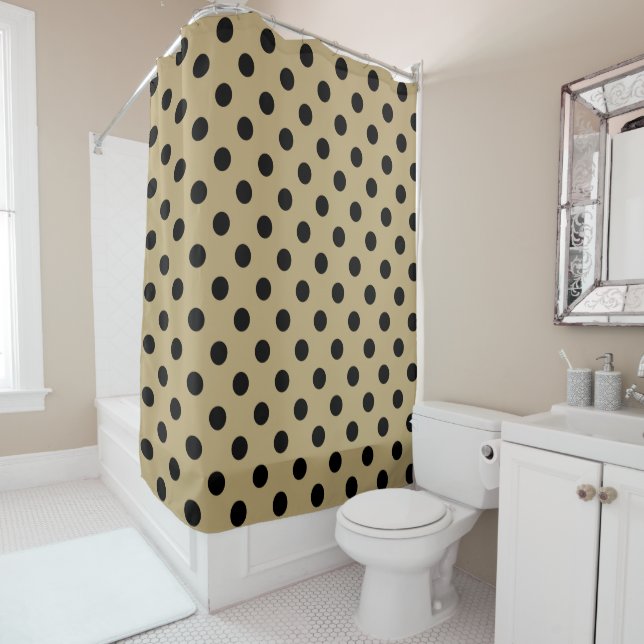 Cortina Para Box Pontos de Bolinhas Dourado e Preto (In Situ)