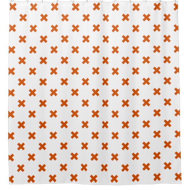 Cortina Para Box Pontos de cruz laranja em branco (Frente)