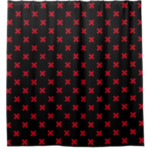 Cortina Para Box Pontos de cruz vermelhos em preto