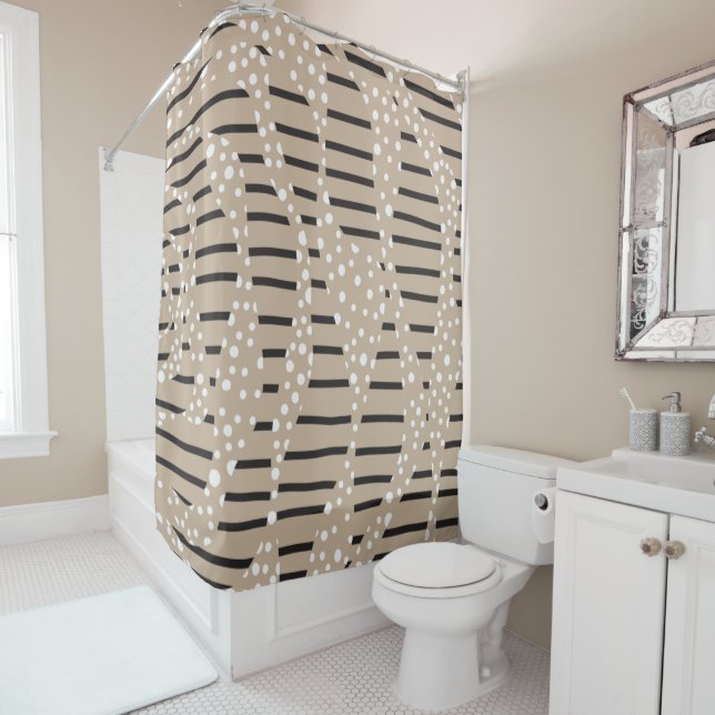 Cortina Para Box Pontos e tiras 2 - Alças, Pretas e Brancos (In Situ)