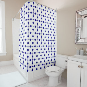 Cortina Para Box Pontos Polka Azul Marinho, Padrão de Bolinhas, Pon