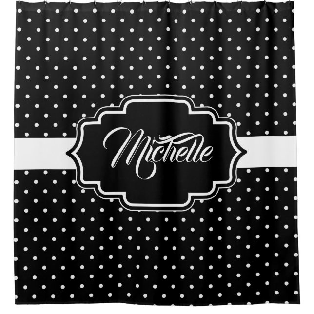 Cortina Para Box Pontos Pretos e Brancos (Frente)