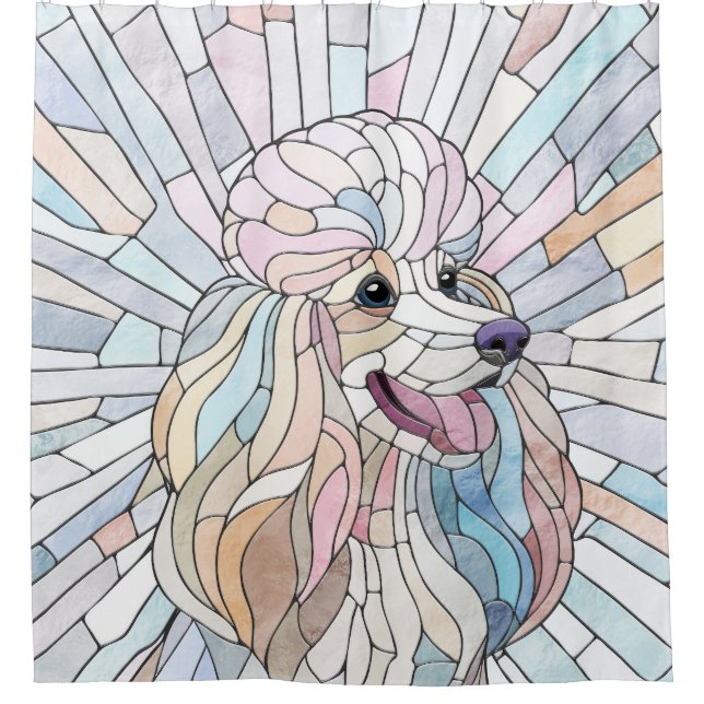 Cortina Para Box Poodle - arte mosaica pastel (Frente)