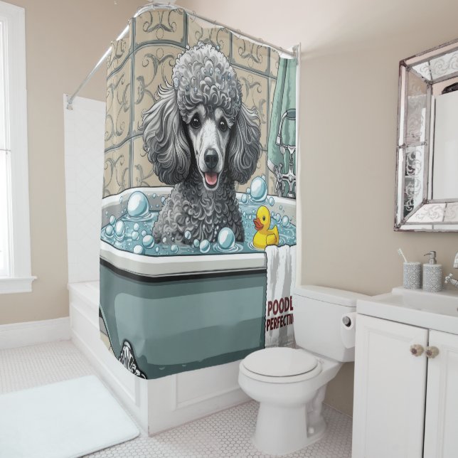 Cortina Para Box Poodle Desgrenhado Sonolento Fofo Engraçado  (In Situ)