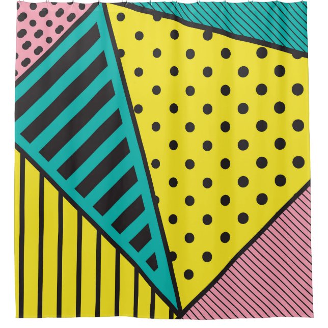 Cortina Para Box Pop art, geométrico, negros (Frente)