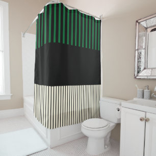 Cortina Para Box Pop de faixas de cor - verde, creme e preto