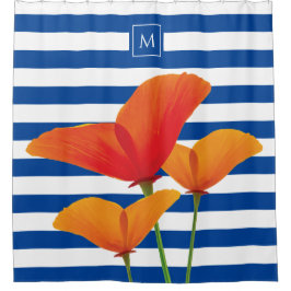 Cortina Para Box Poppy Blue Stripes Monograma