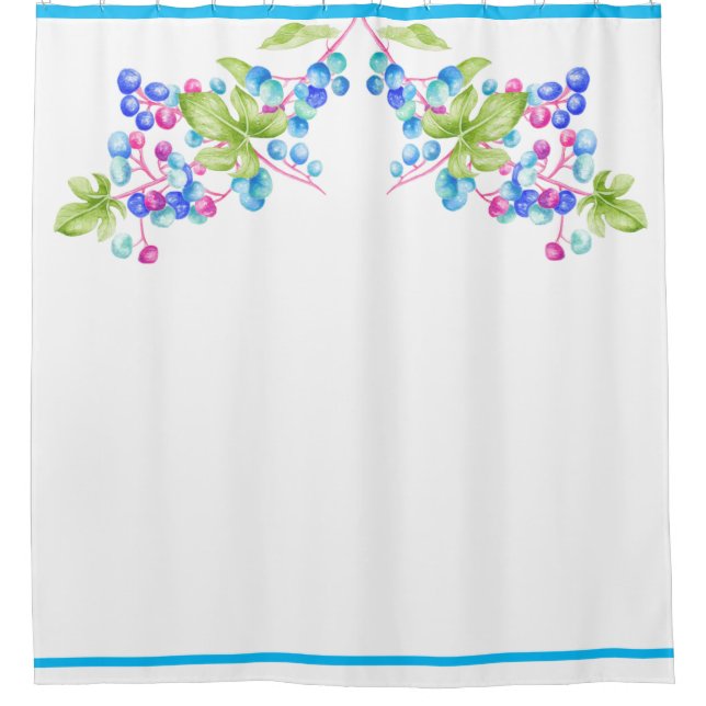 Cortina Para Box Porcelain Berries numa Cortina de Chá (Frente)