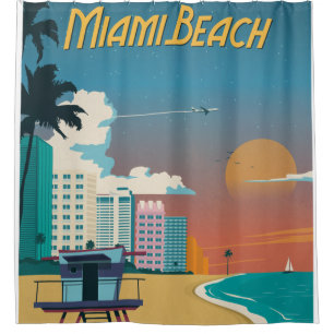 Cortina Para Box Poster de Miami Beach do vintage