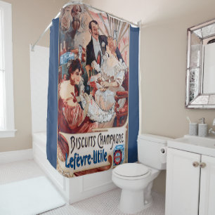 Cortina Para Box Poster vintage,art nouveau,champanhe,senhora elega